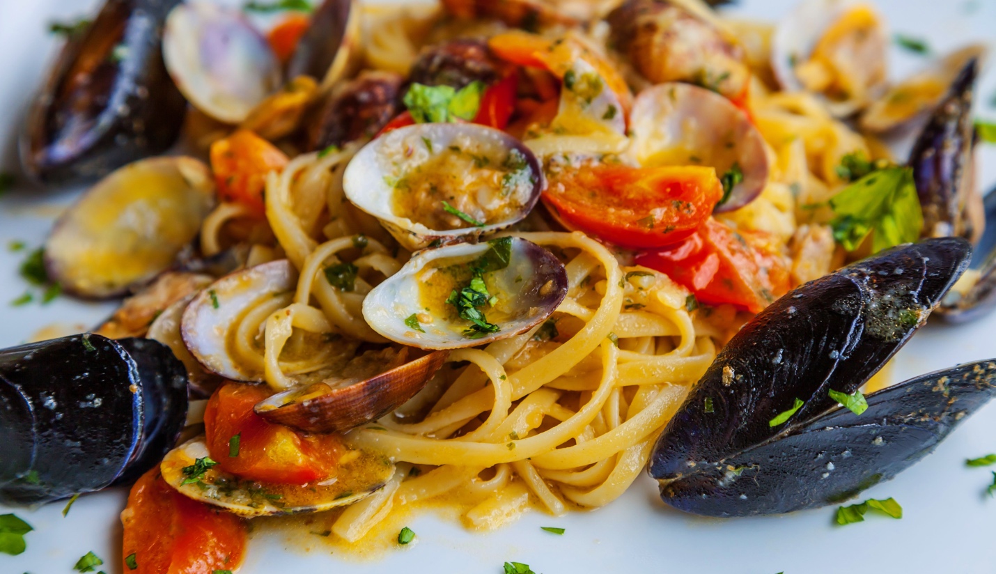 Spicy Organic Tomato Seafood Pasta